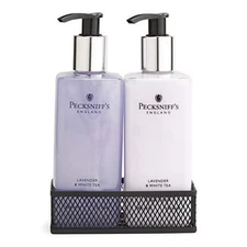 pecksniffs lotion and hand wash caddy set - lavender & white tea - 10.1 fl oz ea