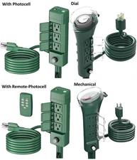 Electric Power Extension Cord 6ft Outdoor 6 Multi Outlets Stake Waterproof Green