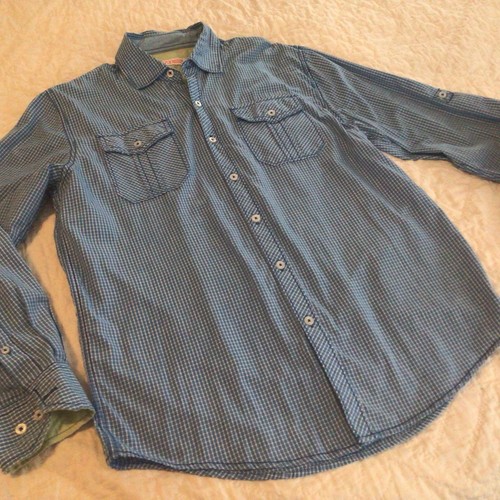 Michael Brandon Mens Shirt Size Small Button Up Long Sleeve Blue Plaid - Picture 2 of 5