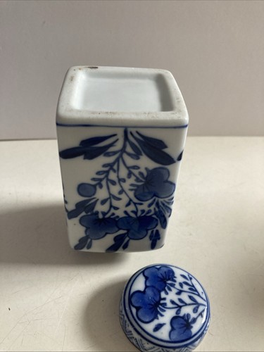 Vintage antike orientalische Keramik Konvolut blaue + weiße Vasen + Gläser - Bild 11 von 24