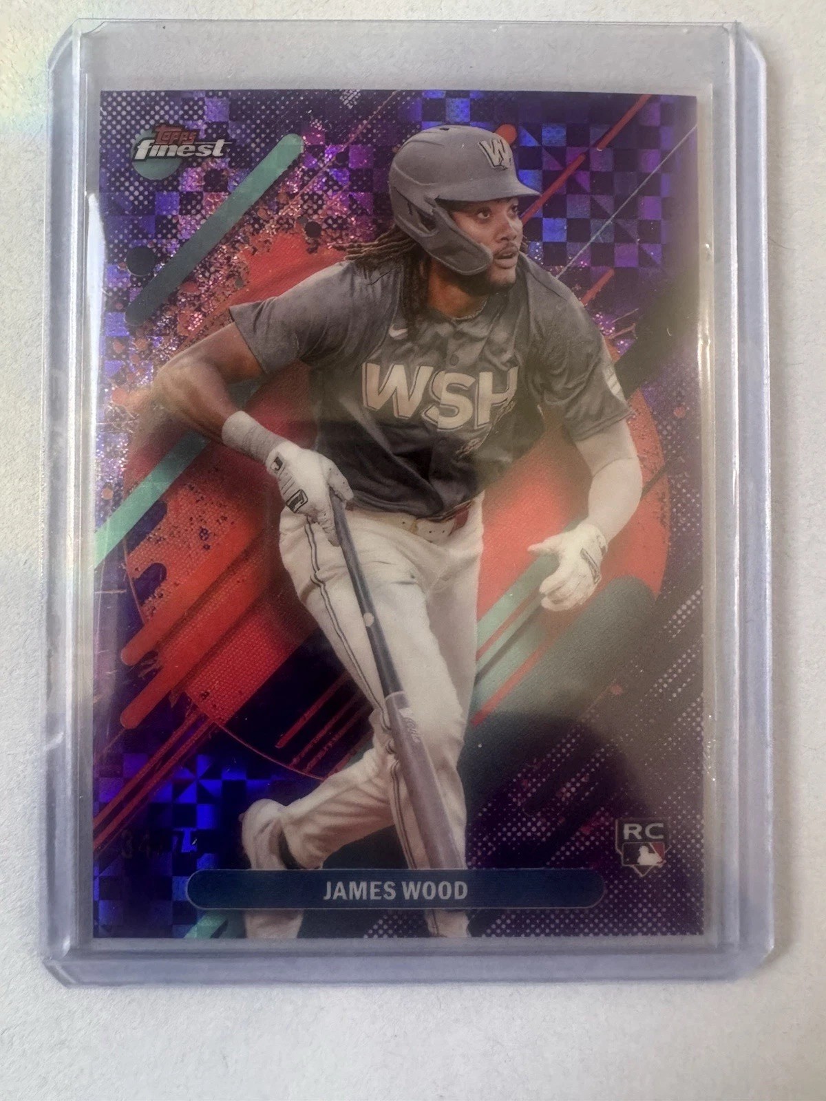 2025 Topps Finest - Rare James Wood #300 Purple Refractor /75 (RC) Nationals