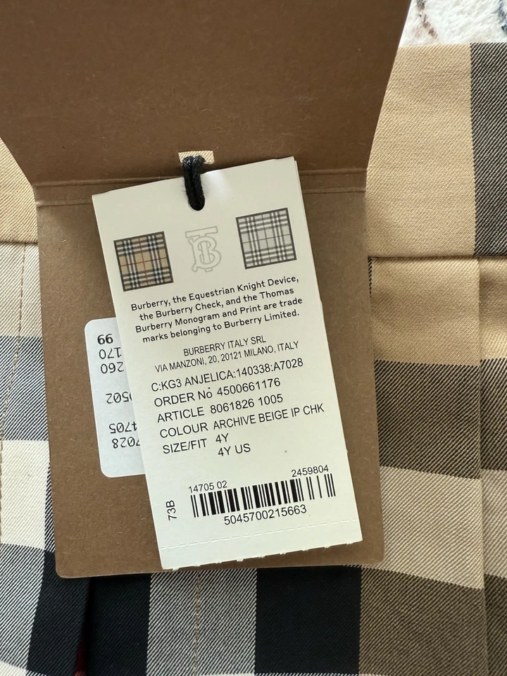 Saia de sarja plissada xadrez infantil Burberry 4Y designer roupa infantil - Imagem 2 de 4