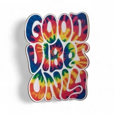 GOOD VIBES 2.5  INCH VINYL STICKER DECAL SWIRL RAINBOW TIE DYE BOHO HIPPIE 1PC