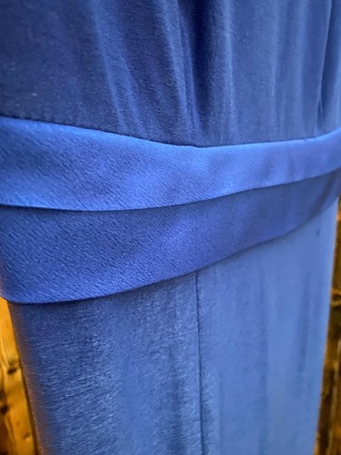 Dress Women Maxi Empire Waist Blue Stretch Bodycon Floaty Hem Short Sleeve XS - Picture 7 of 10