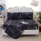 Black Marble, Super Soft Microfiber Bed Sheet 4PC, Marble Bedding Sheet Set I...