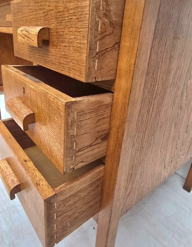 Vintage Solid Oak Teacher's Desk, 1930s Writing Desk, Vintage Home Office - Picture 13 of 16
