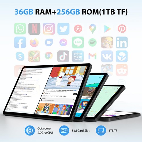 Tablette Android 14 de 106 Pouces 4G LTE et 5G WiFi 2.0GHz Octa-Core 36GB RAM... - Photo 2/6