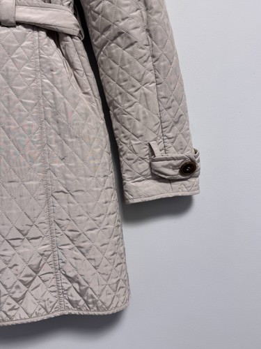 Max Mara Quilted Trench Belted Jacket Gray Silver Puffer Size USA-8 - Picture 14 of 19