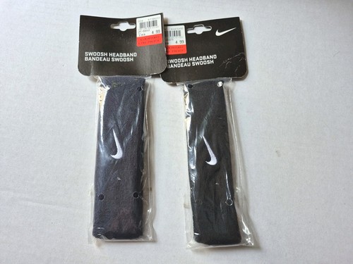 Nike Swoosh Unisex Headband Lot 2 Black New In Package Headwear