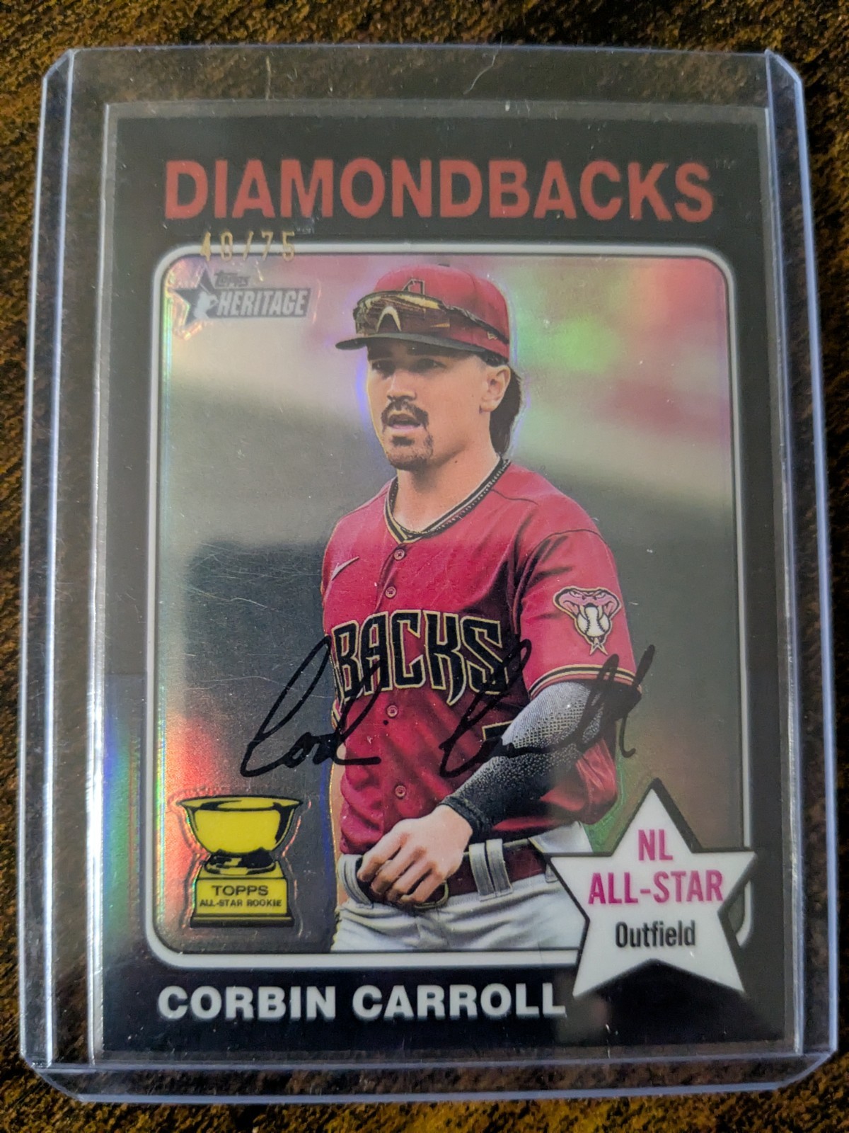 2024 Topps Heritage - Corbin Carroll #372 Chrome Black Border Numbered To 75