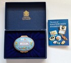 1990 Halcyon Days Enamel Box "A Year To Remember" Floral Original Box & Book