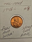 wheat penny 1945S LINCOLN CENT GEM RED BU 1945-S LOT #8 MS+ UNC FIRE RED LUSTER