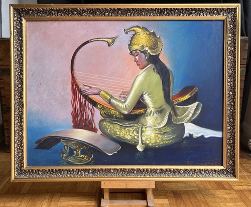 Mid to late 20th C Oil Oriental Lady British or Asian Artist ? - Tretchikoff era - Picture 16 of 17