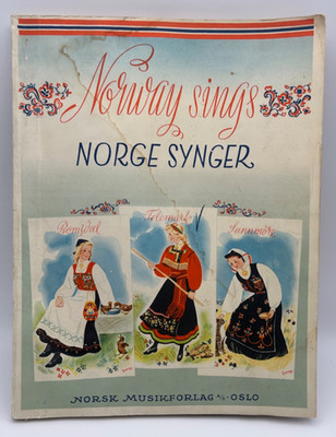 Norge Synger Norwegian Folk Song Book English Edition Oslo 1950 Vintage