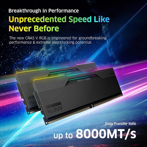 KLEVV CRAS V RGB DDR5 8000MT/s 48GB 2x24GB Expo/XMP Gaming Desktop Ram 38-48-48 - Picture 6 of 11