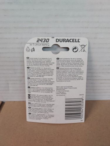 Pila de boton Duracell bateria original Litio CR2430 3V en blister Pack 5 Uds - Imagen 2 de 2
