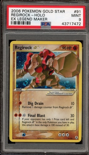 Pokemon Regirock Gold Star EX Legend Maker Holo Rare #91 PSA 9 Mint