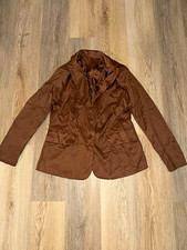 Women's Brown L Lined Two-Button Single-Breasted Notch Lapel Blazer