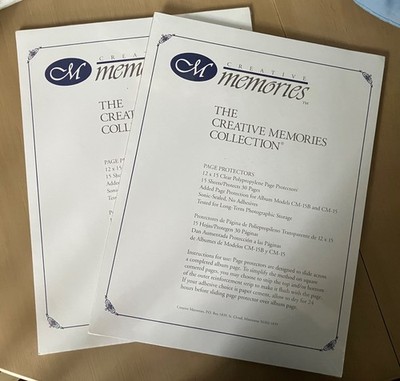 Creative Memories Page Protectors 12x15 15 Sheets, 30 Pages Set of 2 Packs 