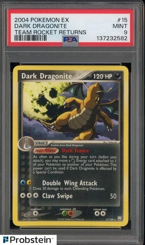 2004 Pokemon EX Team Rocket Returns #15 Dark Dragonite PSA 9 MINT