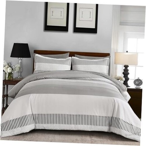 Kids Comforter Sets for Boys,Striped Comforter Set Full Size,Gray Bedding Sets