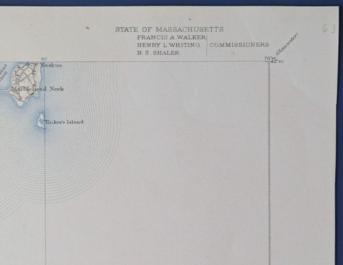 1900 USGS Reconnaissance Topo Map Boston Bay Massachusetts Lynn Marblehead Nahan - Picture 2 of 6