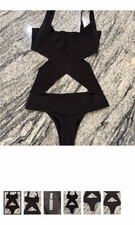 SKIMS Black One Piece Bodysuit Women s Size S Regular Firm Compression Opaque