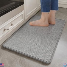 Soft Anti-Fatigue Kitchen Mats - Absorbent Non-Slip Washable Rug, Gray 17"x30