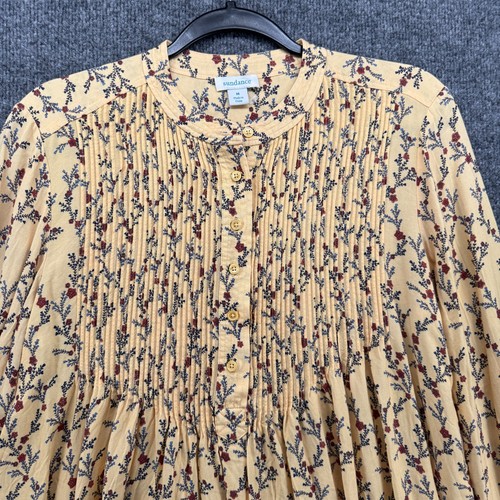 Sundance Blouse Top Womens Medium Yellow Floral Boho Cottagecore Peasant Casual - Picture 2 of 8