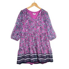 LOFT Outlet Women's Floral Print Dress Size Medium Purple Pink
