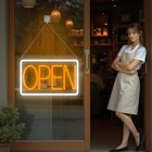 Commercial open sign, super bright Led neon light 16in White/Yellow