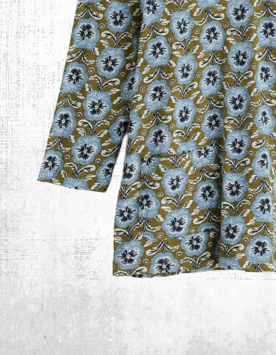 Ex Seasalt Women’s 3/4 Sleeve Cotton Jersey Top in Green Block Floral (Defect) - Picture 5 of 5