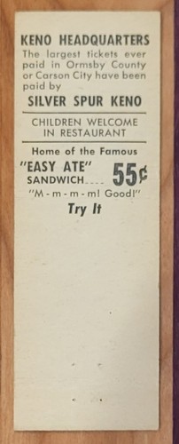 Matchcover USA Carson City Nevada Silver Spur Restaurant Casino Gambling - Picture 2 of 2