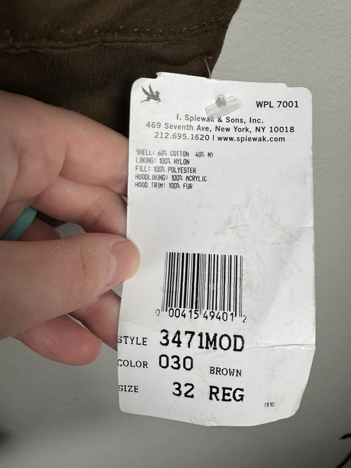Chaqueta Abrigo Parka De Colección Spiewak Polar Dorado Talla 32 Capucha De Piel Marrón Sin Stock Nueva con Etiquetas Foto 3 de 4