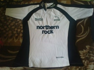 RARE RUGBY SHIRT NEWCASTLE FALCONS AWAY 2004 2005 SIZE L