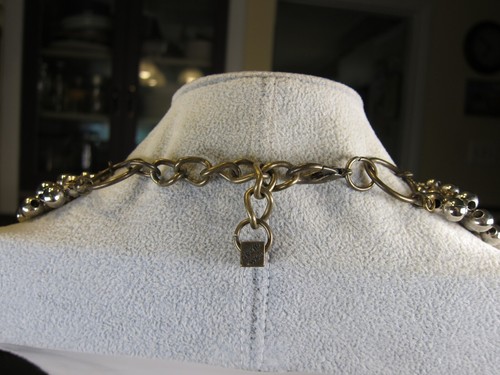 Wow! Unusual Pam Hiran signed ornate beaded collar necklace silver-tone brassy - Picture 3 of 6