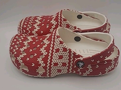 NEU Crocs Classic Holiday Ugly Christmas Sweater Clogs rot weiß Unisex - Bild 2 von 8