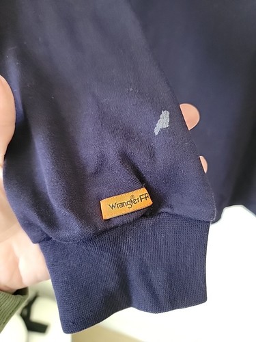 Wrangler Riggs FR Longsleeve T Shirt Pullover Mens Large Regular Navy Blue - Picture 10 of 10