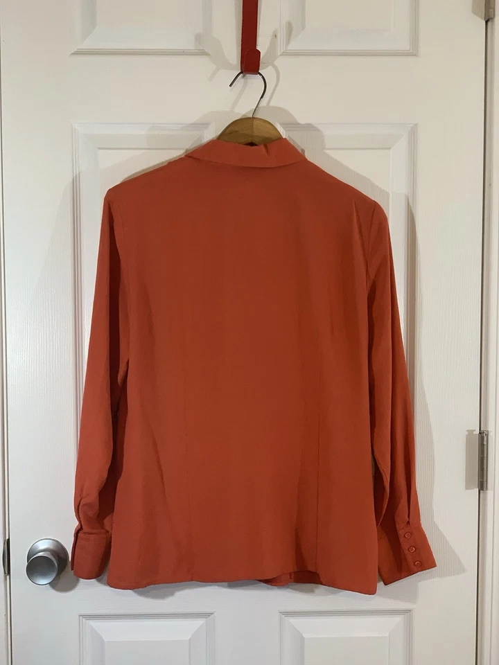 Blusa/camisa/top Norton McNaughton para mujer talla 8 naranja burt aberturas 100 % seda Foto 4 de 4