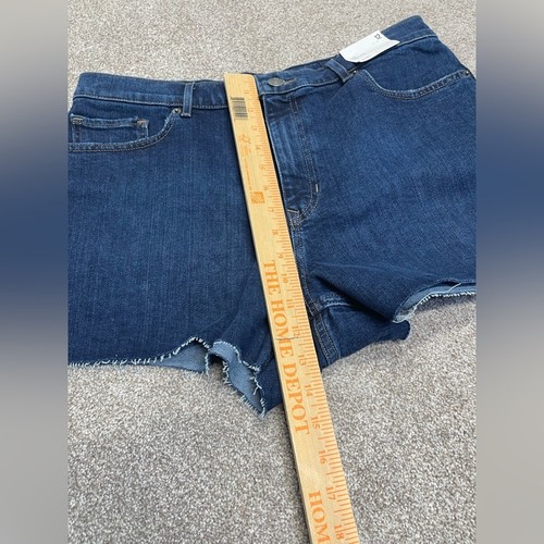 summer authentic relaxed Express midi cut off Denim High Rise booty shorts sz 12 - Picture 7 of 15