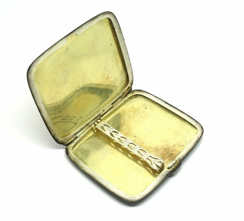 Antique NAPIER 568 "A" Black Enamel Sterling Silver Cigarette Holder Pocket Case - Picture 4 of 5