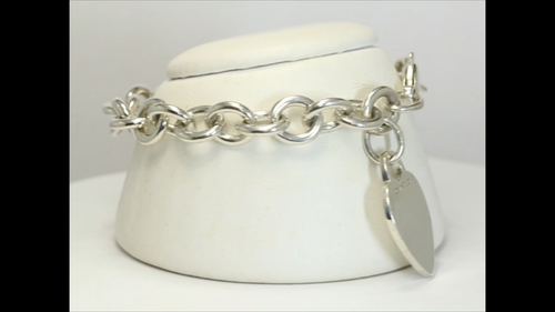 Tiffany & Co. Heart Tag Cable Link Bracelet Sterling Silver 925 7.5” Long - Video 1 of 1