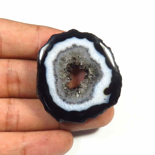 Natural Slice Agate Gemstone Loose Best Black Druzy Geode agate Cabochon BS#F - Picture 66 of 179