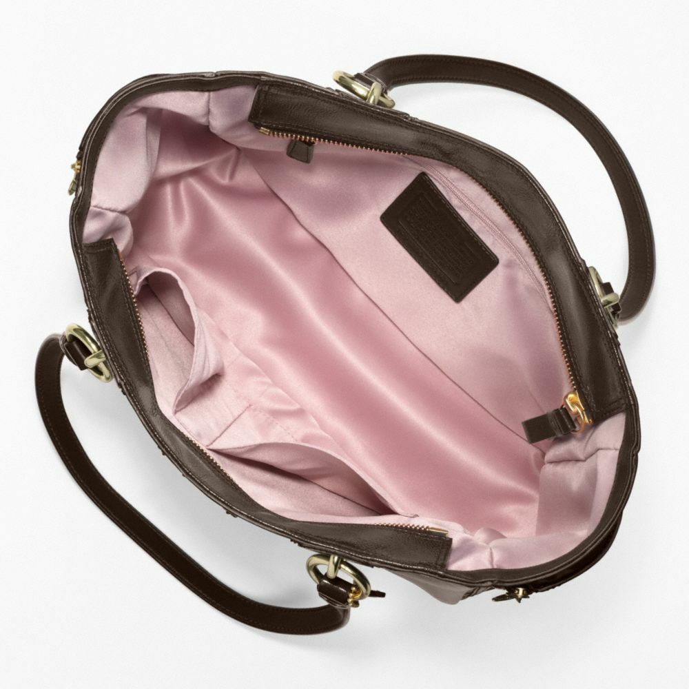 COACH MAHOGANY GALLERY PATENT LEATHER ZIPPER TOTE HANDBAG