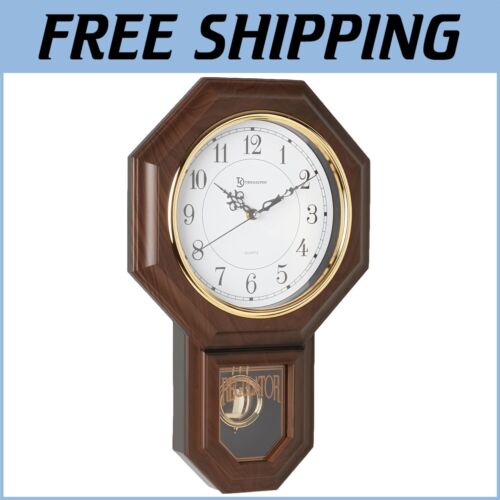 Hexagonal Walnut Pendulum Clock with Westminster Chime - Perfect for Home Office