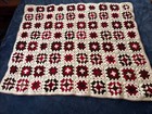 Vtg Granny Squares Multicolor Handmade Knit Crochet Afghan Cottage Core 37"x44"