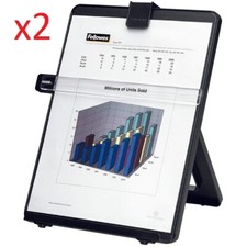 2 Fellowes Desktop Copy Document Holder Black Folds Flat CRC 21106