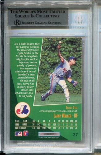 Larry Walker Beckett BAS Signed 1993 Select #27 Autograph Rockies HOF BGS Auto - Picture 2 of 2
