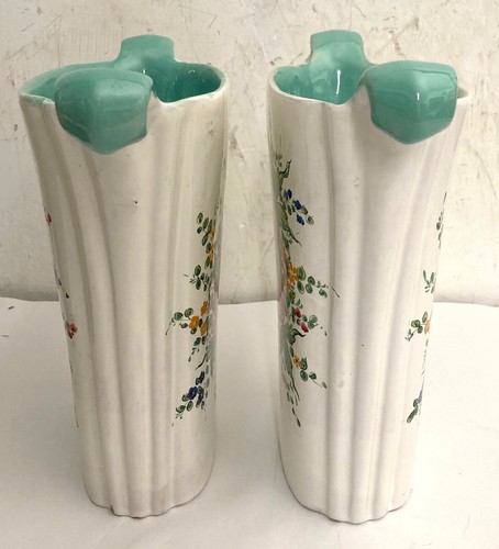 Pair of Vintage Italian Decorated Pottery Vases Vanro - Picture 6 of 8