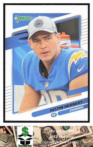 2021 Donruss No Helmet #70b Justin Herbert - Los Angeles Chargers - Picture 1 of 2